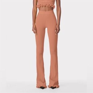 Herve Leger Ribbed Ruffle Hem Pants Size XS